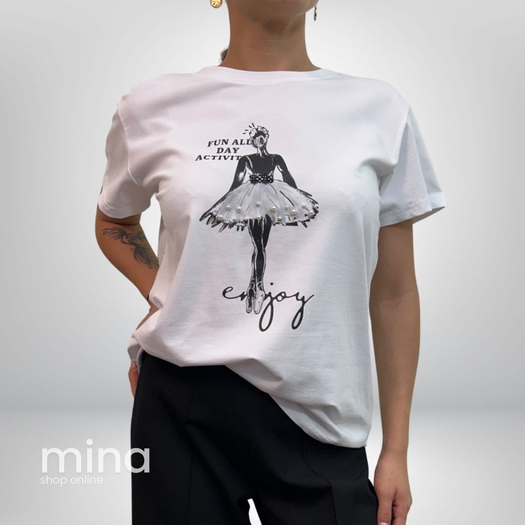 Bluză din bumbac cu model balerină