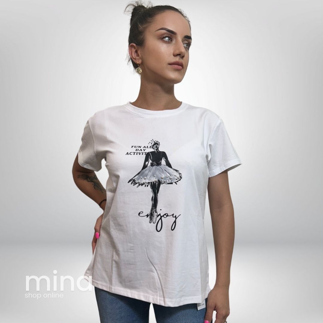 Bluză din bumbac cu model balerină