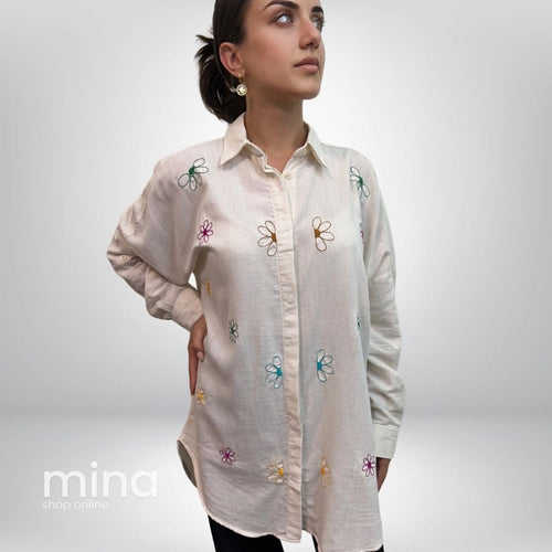 Cămasă din In cu model Floral