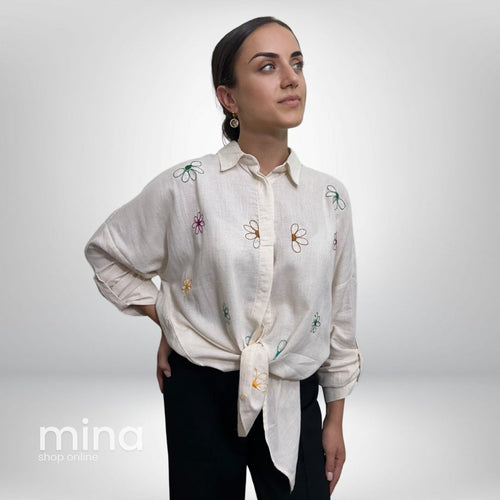 Cămasă din In cu model Floral