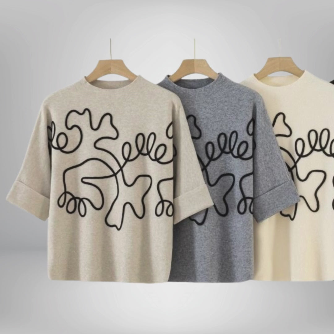 Tricou din tricot cu model abstract