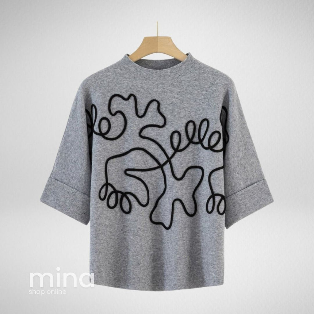 Tricou din tricot cu model abstract