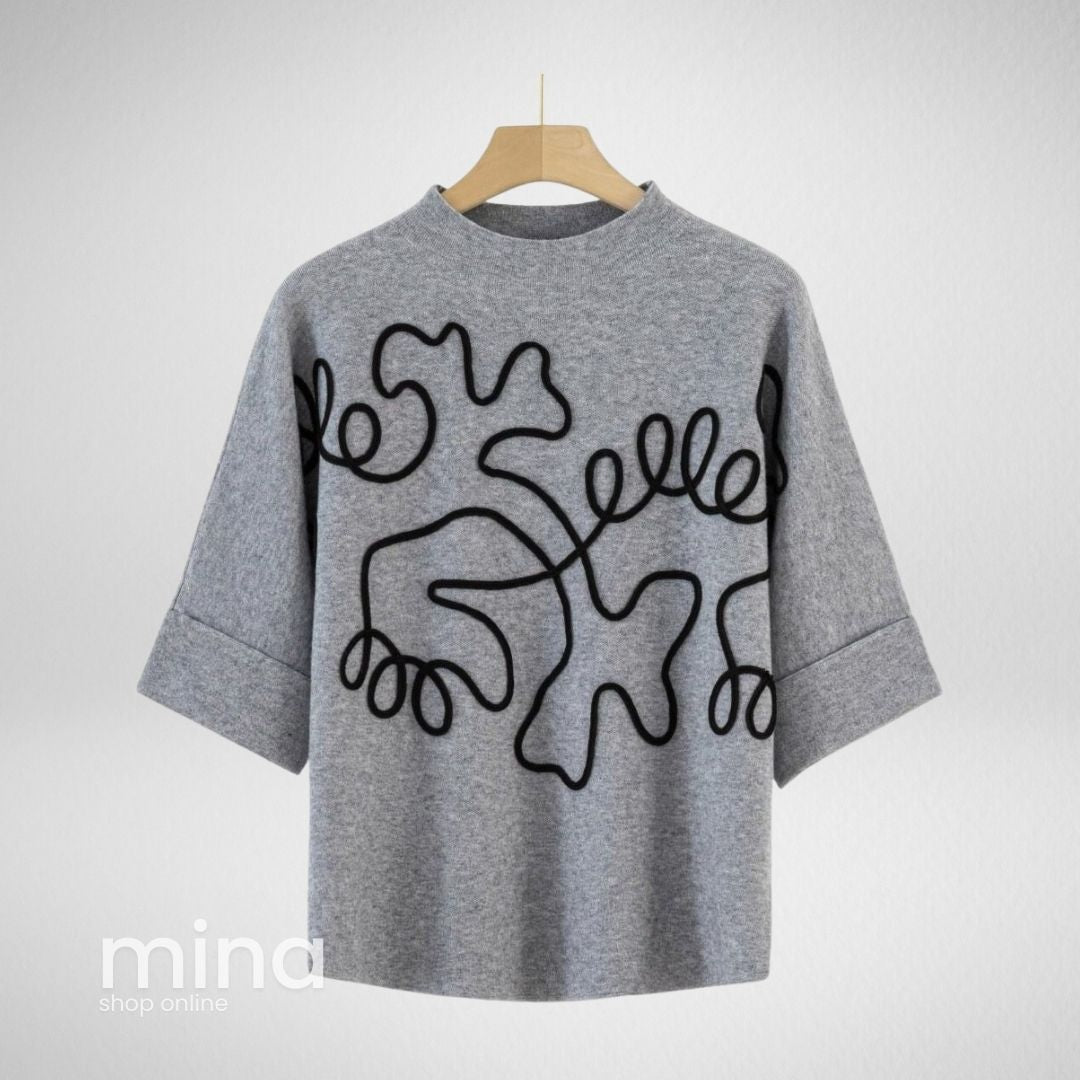 Tricou din tricot cu model abstract